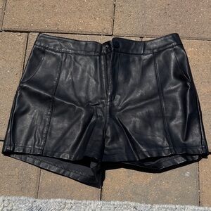 Windsor Black Faux Leather High Waist Shorts